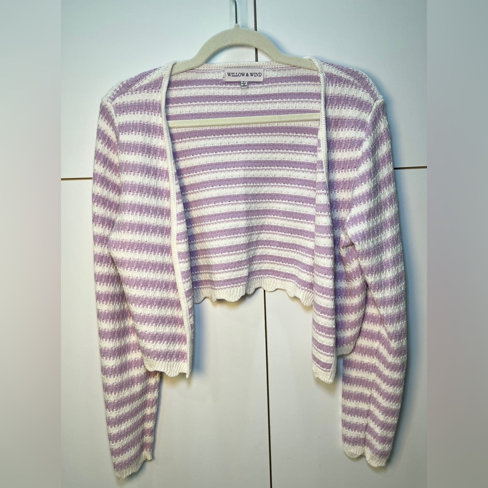 Purple and White Striped Women's Sweater